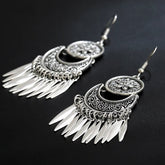 Boho Oxidized Silver Drop Earrings - Antique Style Statement Jewelry